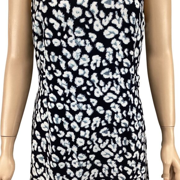 Banana Republic Sleeveless Floral Print Dress Size 10 Navy Blue & White - Picture 7 of 8